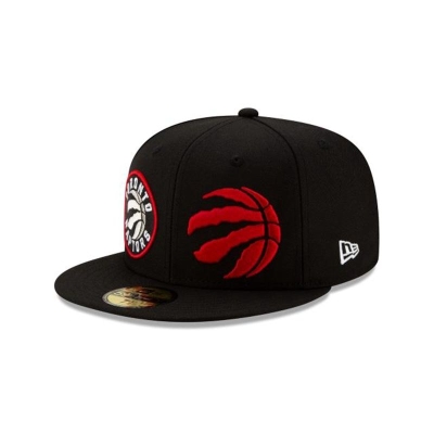 Black Toronto Raptors Hat - New Era NBA Double Hit 59FIFTY Fitted Caps USA2765083